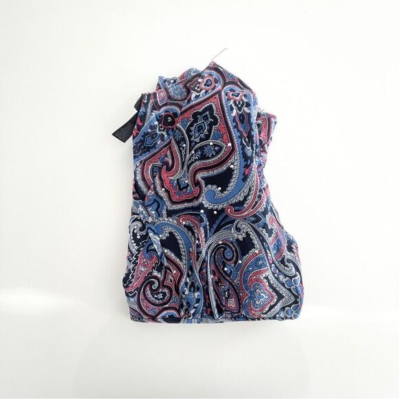 INC International Concepts Blouse Paisley Rhinestones Stretchy Ruching Women's L - Picture 8 of 8